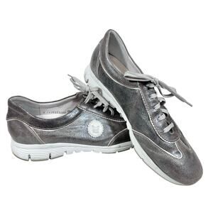 Mephisto Yael Runoff Air Jet System Leather Sneaker Shoes  Women 10.5 Silver